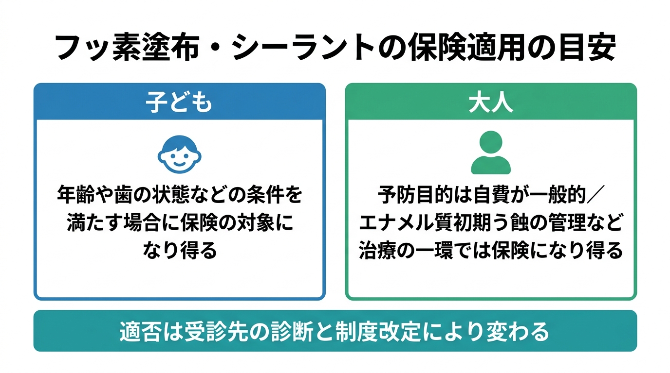 シーラント(奥歯の溝を埋める予防処置)の保険適用の考え方